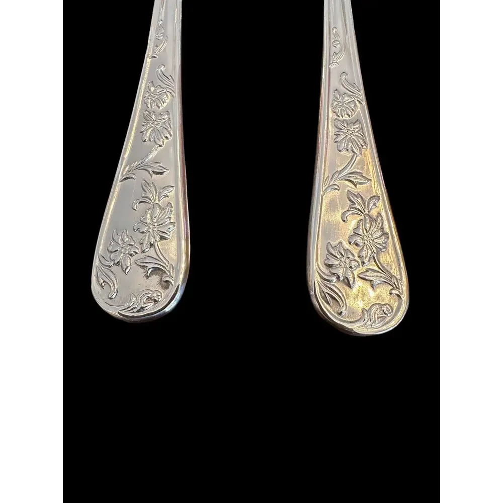 REED & BARTON Stainless QUEEN'S GARDEN Set Of 4 TEASPOONS 6 1/4